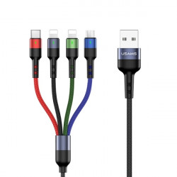 USAMS Braided cable U26 4in1 3m 2A Fast Charge (2xlightning/microUSB/USB-C) SJ413USB01 (US-SJ413)