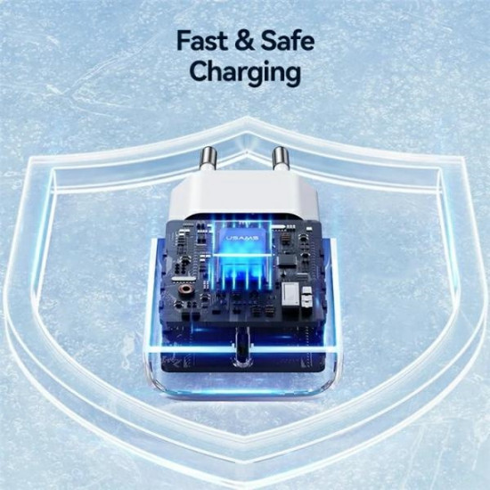 USAMS Lad. network. 1xUSB-C T65 PD20W PD Fast Charging US-CC226 + USB-C/Lightning cable US-SJ712 30W white/white Yi Series OYXLTZ02