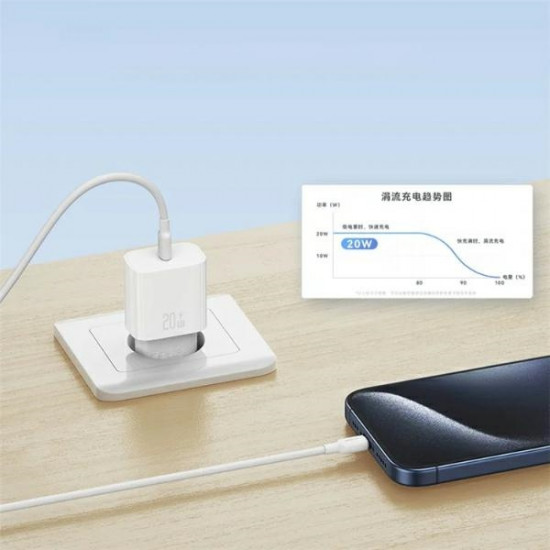 USAMS Lad. network. 1xUSB-C T65 PD20W PD Fast Charging US-CC226 + USB-C/Lightning cable US-SJ712 30W white/white Yi Series OYXLTZ02
