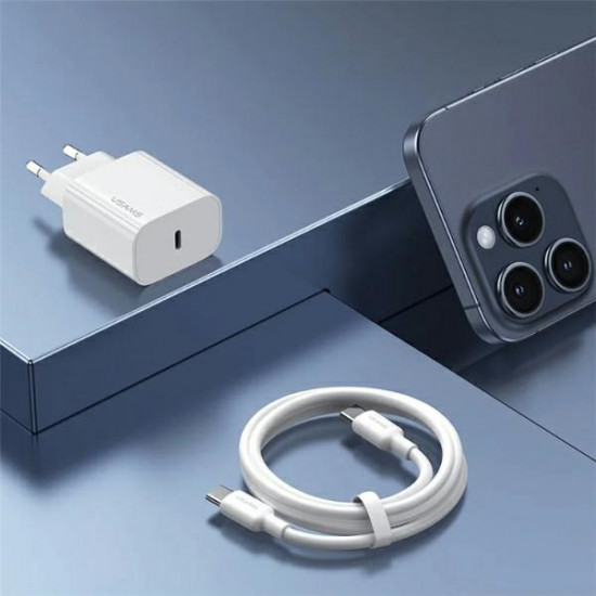USAMS Lad. network. 1xUSB-C T65 PD20W PD Fast Charging US-CC226 + USB-C/Lightning cable US-SJ712 30W white/white Yi Series OYXLTZ02