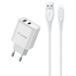AWEI PD81L-EU 22.5W mains charger + USB + Lightning cable white GaN