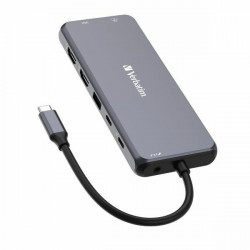 Verbatim Adapter Hub USB-C - 2xHDMI/VGA/Eternet/5xUSB-A/Jack 3.5mm/2xUSB-C/SD/microSD aluminum/aluminum 32154