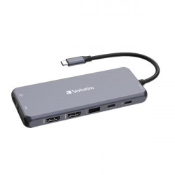 Verbatim Adapter Hub USB-C - 2xHDMI/VGA/Eternet/5xUSB-A/Jack 3.5mm/2xUSB-C/SD/microSD aluminum/aluminum 32154