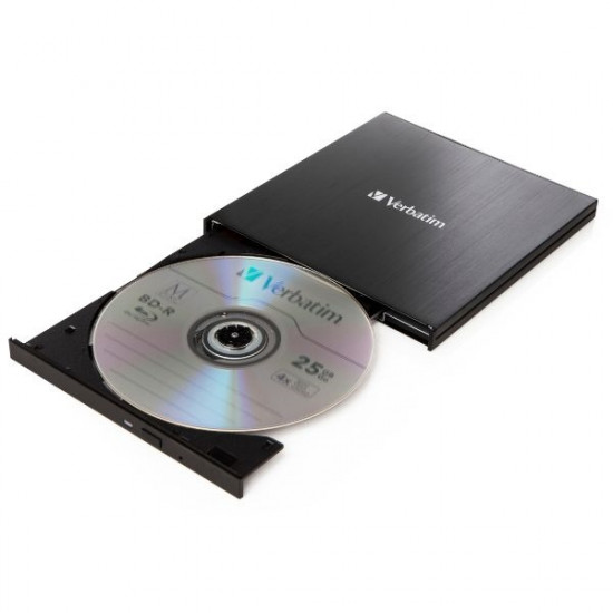 Verbatim External Slimline Blu-ray Writer + USB 3.0 Cable Black/Black 43890 Verbatim External Slimline Blu-ray Writer + USB 3.0 Cable Black/Black 43890