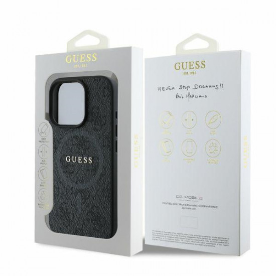 Guess GUHMP16LG4GFRK iPhone 16 Pro 6.3" black/black hardcase 4G Ring Classic Logo MagSafe Guess GUHMP16LG4GFRK iPhone 16 Pro 6.3" black/black hardcase 4G Ring Classic Logo MagSafe