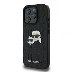 Karl Lagerfeld KLHCP16LPGKLKCPK iPhone 16 Pro 6.3" black hardcase Monogram Karl&amp;Chaoupette Head Pin