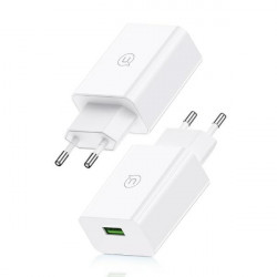 USAMS 18W Mains Charger + 1m USB-C/USB-A Fast Charging Cable White/White Series SC SCXLTZ02
