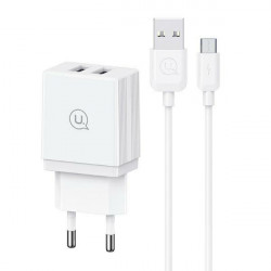 USAMS Charger 2xUSB-A + Micro/USB-A Fast Charging cable white/white series HC HCXLTZ02