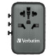 Verbatim Travel Adapter EU/UK/US GaN 2xUSB-A/2xUSB-C PD 65W UTA-05 black/black 32120 Verbatim Travel Adapter EU/UK/US GaN 2xUSB-A/2xUSB-C PD 65W UTA-05 black/black 32120