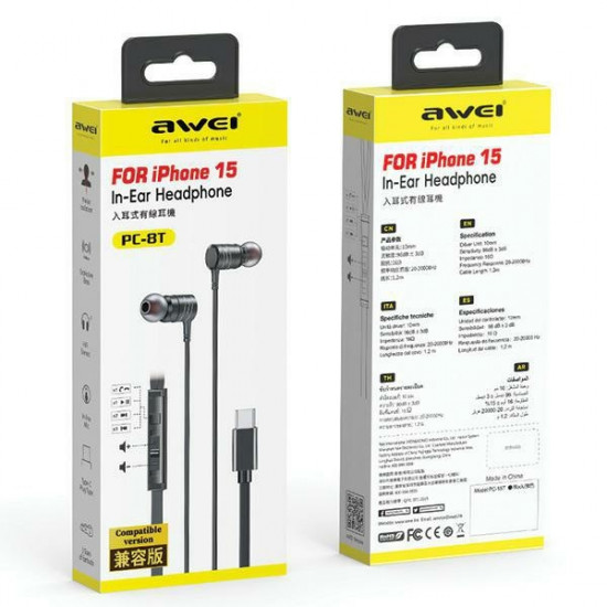AWEI PC-8T USB-C stereo headphones gold AWEI PC-8T USB-C stereo headphones gold