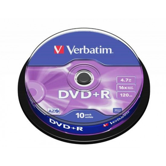 Verbatim DVD-R 4.7GB 16x AZO silver/matt silver 10pcs 43498 Verbatim DVD-R 4.7GB 16x AZO silver/matt silver 10pcs 43498