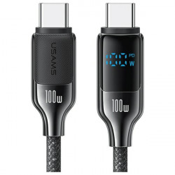 USAMS USB-C to USB-C Cable 100W 1.2m Digital Display Zinc Alloy Fast Charging Data Cable HX Series SJ742USB01 (US-SJ742)