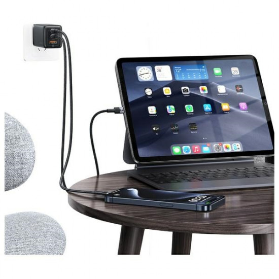 USAMS USB-C to USB-C Cable 60W 1.2m Aluminum Alloy Data Cable SY Series SJ724USB01 (US-SJ724)