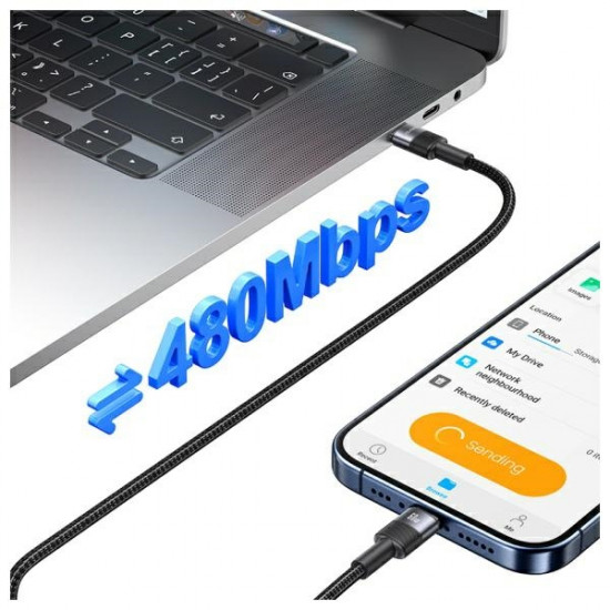 USAMS USB-C to USB-C Cable 60W 1.2m Aluminum Alloy Data Cable SY Series SJ724USB01 (US-SJ724)