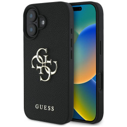 Guess Grained Big 4G Logo Small Classic Logo case for iPhone 16 black