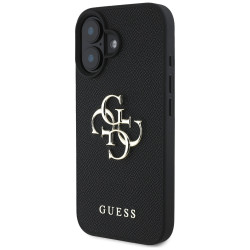 Guess Grained Big 4G Logo Small Classic Logo case for iPhone 16 black