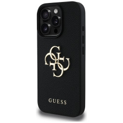 Guess Grained Big 4G Logo Small Classic Logo case for iPhone 16 Pro black