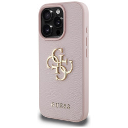 Guess Grained Big 4G Logo Small Classic Logo case for iPhone 16 Pro Max pink