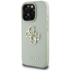 Guess Grained Big 4G Logo Small Classic Logo case for iPhone 16 Pro Max green