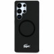 Lacoste Silicone Microfiber Case W/ Silver Croc Logo MagSafe for Samsung Galaxy S25 Ultra black