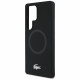 Lacoste Silicone Microfiber Case W/ Silver Croc Logo MagSafe for Samsung Galaxy S25 Ultra black