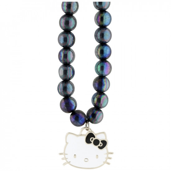 Hello Kitty Pearls Kitty Head Phone Charm Black