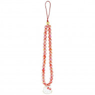 Hello Kitty Pearls Kitty Head Phone Charm Red