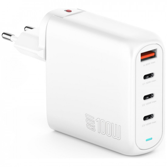 4smarts Flex Pro 100W 3xUSB-C + 1xUSB-A Travel Edition Wall Charger White 4smarts Flex Pro 100W 3xUSB-C + 1xUSB-A Travel Edition Wall Charger White