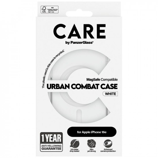 CARE by PanzerGlass Flagship Urban Combat White MagSafe Case for iPhone 16e Clear CARE by PanzerGlass Flagship Urban Combat White MagSafe Case for iPhone 16e Clear