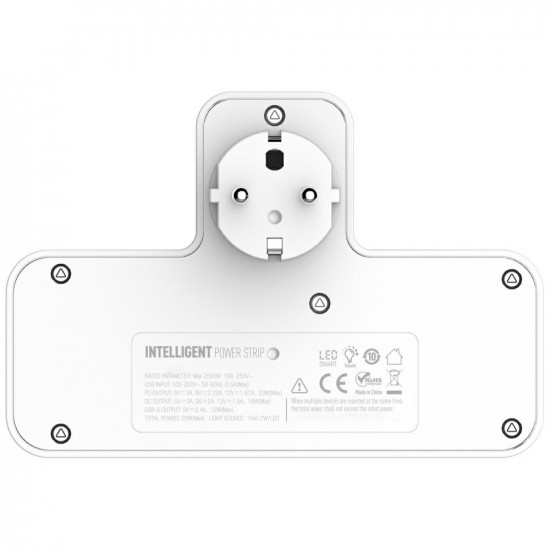 Beline power strip with LED backlight 2xUSB-A/USB-C/2xAC white Beline power strip with LED backlight 2xUSB-A/USB-C/2xAC white