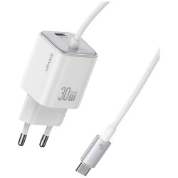 USAMS JC Series CC264 30W GaN Mini Fast Charge 2xUSB-C White Wall Charger