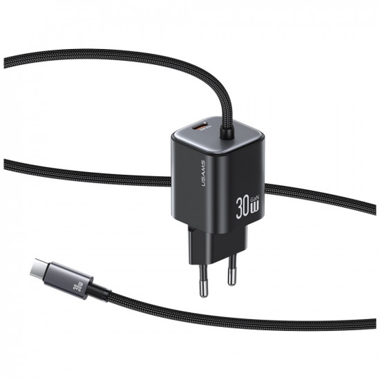 USAMS JC Series CC264 30W GaN Mini Fast Charger 2xUSB-C Black USAMS JC Series CC264 30W GaN Mini Fast Charger 2xUSB-C Black