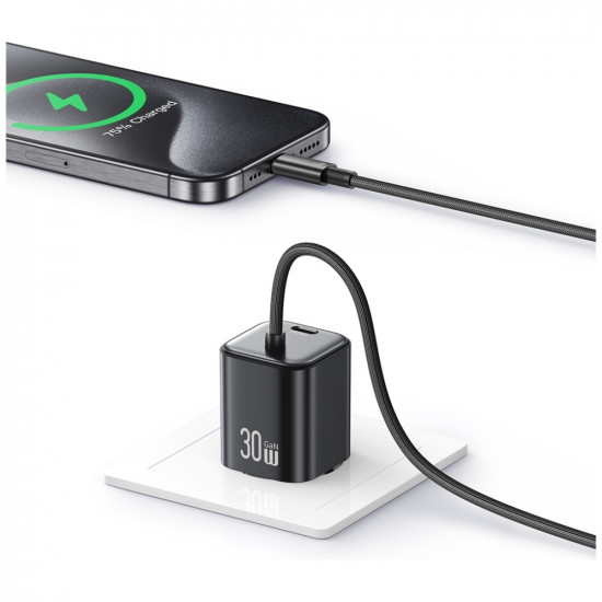 USAMS JC Series CC264 30W GaN Mini Fast Charger 2xUSB-C Black USAMS JC Series CC264 30W GaN Mini Fast Charger 2xUSB-C Black