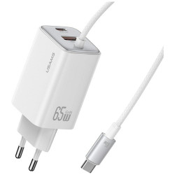USAMS JC Series CC266 65W GaN Fast Charger 2xUSB-C 1xUSB-A White