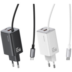 USAMS JC Series CC266 65W GaN Fast Charger 2xUSB-C 1xUSB-A White