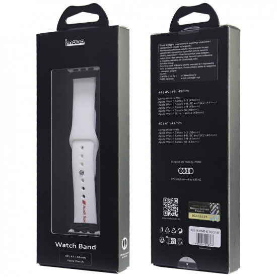 Strap Audi Sport Red Logo Silicone Watch Strap for Apple Watch 40/41/42mm white Strap Audi Sport Red Logo Silicone Watch Strap for Apple Watch 40/41/42mm white