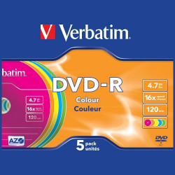 DVD-R Verbatim COLOR SLIM Disc 4.7GB 16X 5pcs multicolored 43557