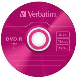 DVD-R Verbatim COLOR SLIM Disc 4.7GB 16X 5pcs multicolored 43557