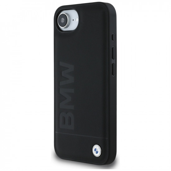 Case BMW Leather Hot Stamp for iPhone 16e black Case BMW Leather Hot Stamp for iPhone 16e black