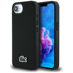 Case Lacoste Iconic Petit Pique Woven Logo MagSafe for iPhone 16e black