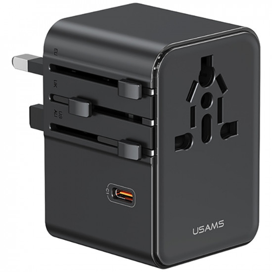 Travel Charger Adapter USAMS CC310 3xUSB-C 70W 4in1 US/AU/EU/UK black
