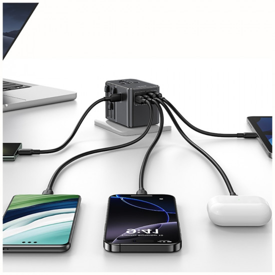 Travel Charger Adapter USAMS CC310 3xUSB-C 70W 4in1 US/AU/EU/UK black