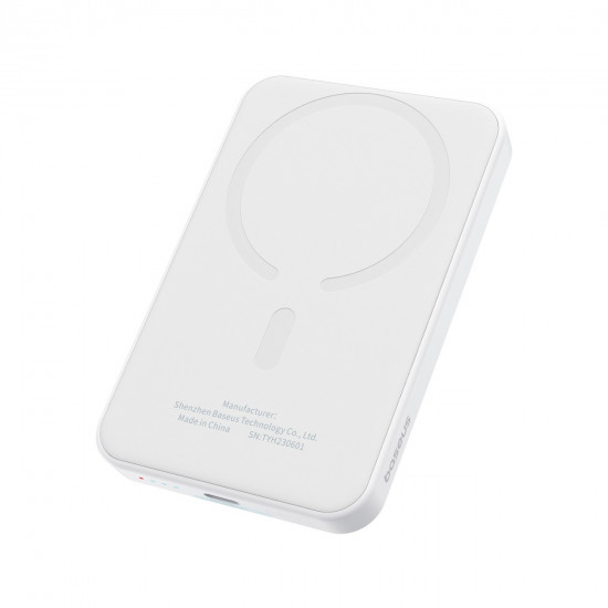 Baseus powerbank 5000mAh 20W with inductive charging + USB-C cable (20V/3A) white Baseus powerbank 5000mAh 20W with inductive charging + USB-C cable (20V/3A) white