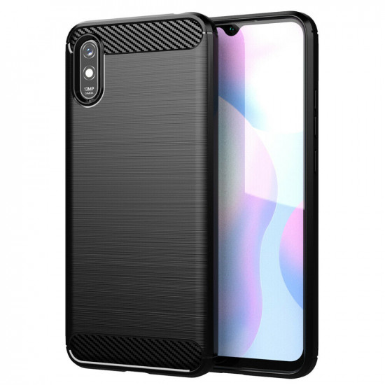 Techsuit Carbon Silicone Xiaomi Redmi 9A / Redmi 9AT Black Techsuit Carbon Silicone Xiaomi Redmi 9A / Redmi 9AT Black