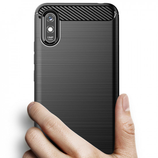 Techsuit Carbon Silicone Xiaomi Redmi 9A / Redmi 9AT Black Techsuit Carbon Silicone Xiaomi Redmi 9A / Redmi 9AT Black