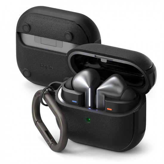 Ringke Protection Case Onyx Magnetic for Samsung Galaxy Buds 3 / 3 Pro, Non Slip Texture, Carabiner Hole Black