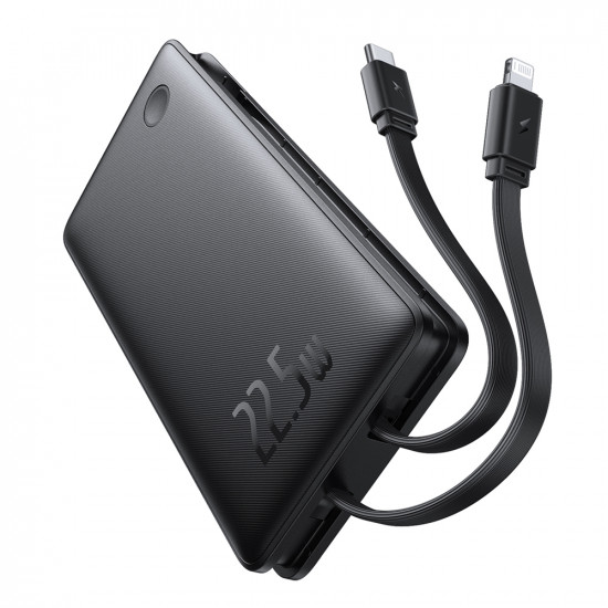 Baseus Power Bank Airpow Air Lite (P10067501123 00) USB, Type C, Dual Cable USB C, Lightning, 22.5W, 10000mAh Black Baseus Power Bank Airpow Air Lite (P10067501123 00) USB, Type C, Dual Cable USB C, Lightning, 22.5W, 10000mAh Black