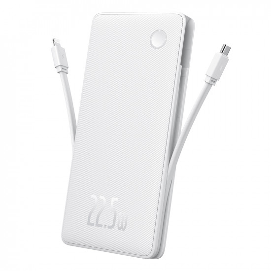 Baseus Power Bank Airpow Air Lite (P10067501213 00) USB, Type C, Dual Cable USB C, Lightning, 22.5W, 10000mAh White Baseus Power Bank Airpow Air Lite (P10067501213 00) USB, Type C, Dual Cable USB C, Lightning, 22.5W, 10000mAh White