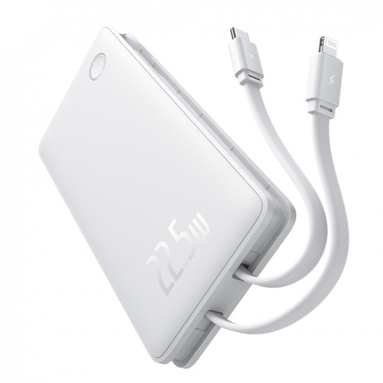 Baseus Power Bank Airpow Air Lite (P10067501213 00) USB, Type C, Dual Cable USB C, Lightning, 22.5W, 10000mAh White Baseus Power Bank Airpow Air Lite (P10067501213 00) USB, Type C, Dual Cable USB C, Lightning, 22.5W, 10000mAh White