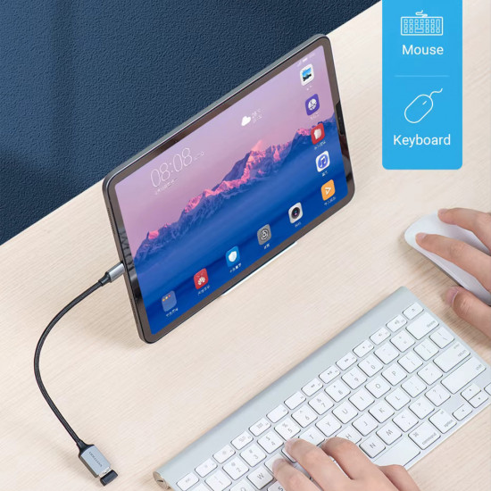 Vention OTG Adapter (CCXHB) Type C to USB 3.0, Cotton Braided, 5Gbps, Gaming, No Lag and Latency Gray Vention OTG Adapter (CCXHB) Type C to USB 3.0, Cotton Braided, 5Gbps, Gaming, No Lag and Latency Gray